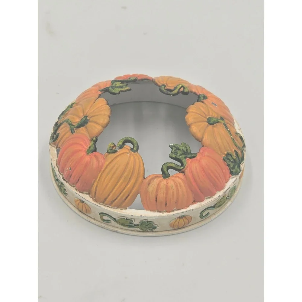 Yankee Candle Pumpkin Jar Topper Metal Candle Shade Fall Harvest Orange